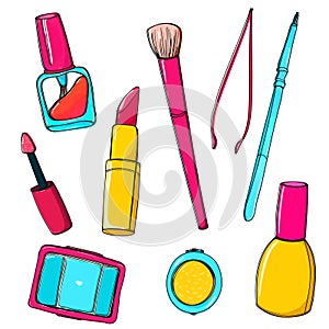 Makeup vector tools and accessories