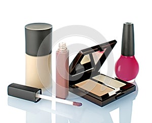 Makeup on white background