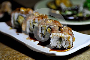 Maki, beef maki or beef roll