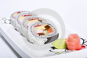 Maki roll on plate