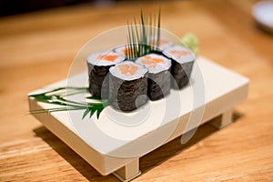 Maki rolls with smoked salmon