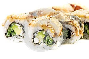 Maki Sushi-Roll with Cucumber, Cream Cheese, Tuna