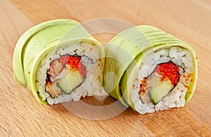 Maki Sushi Roll with Eel and Avocado