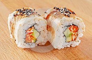 Maki Sushi Roll with Eel and Sesame photo