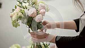 Making beautiful wedding bouquet