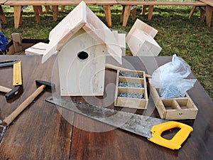 Making birdhouses, Lithuania