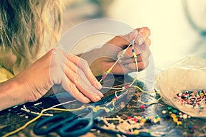 Making bracelet colorful beads