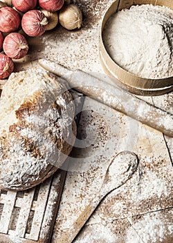 Making bread with flour