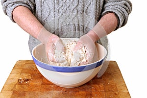 Making bread kneading dough