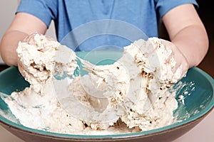 Making bread kneading dough