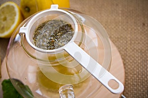 Making of Chamomile-Tarragon infusion tea set