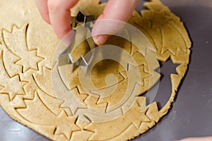 Making Christmas cookies. Star shape