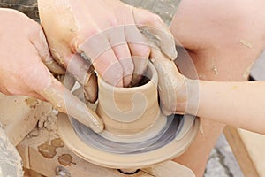 Making the clay pot