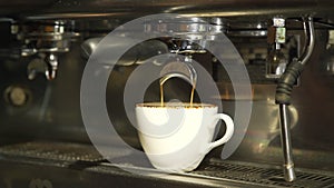 Making Coffee with Coffee Machine in Coffee Shop
