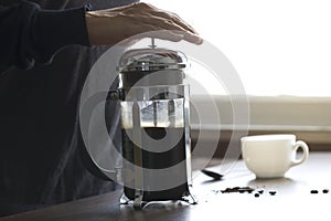 Making of coffee in French press