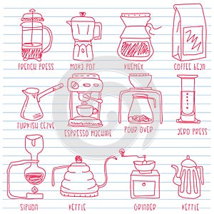 Making coffee in hand drawn