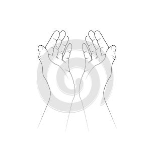 Making dua, prayer in arabic , asking God for help. Vector illustration.