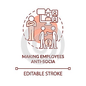 Making employees anti social terracotta concept icon