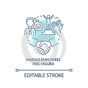 Making employees feel valued turquoise concept icon