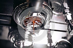 making espresso on a coffee machine