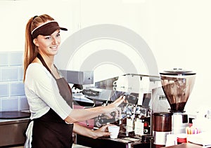 Making Espresso in Coffee Shop
