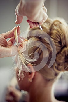 Making evening hairstyle