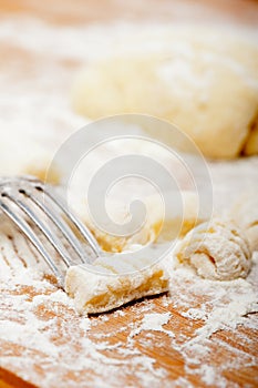 Making fresh Italian potato gnocchi