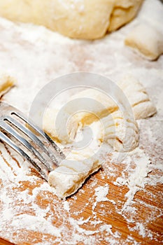 Making fresh Italian potato gnocchi