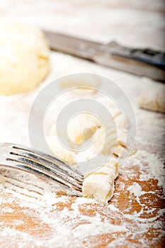 Making fresh Italian potato gnocchi