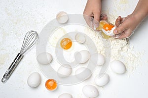 Making fresh pasta or dough by hand.