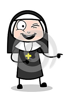 Making Fun - Cartoon Nun Lady Vector Illustration