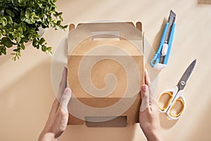 Making a gift box. DIY concept. Step-by-step photo instruction