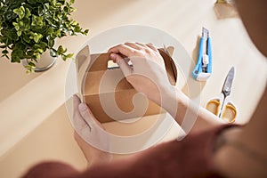 Making a gift box. DIY concept. Step-by-step photo instruction