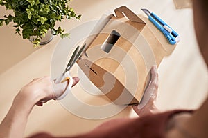 Making a gift box. DIY concept. Step-by-step photo instruction