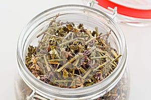 Making of Green tea with ginseng and sage set