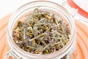 Making of Green tea with ginseng and sage set photo