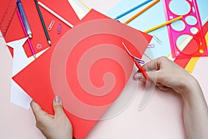 Making greeting card for Father`s Day. art project. DIY concept. Step-by-step photo instruction. Step 3