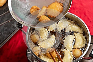 making Guangdong-style crispy pastry dumplings for Chinese New Year horizontal composition photo