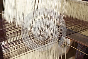 Making handmade weaving thread photo