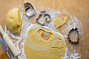 Making homemade cookies in various shapes