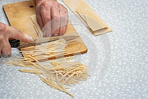 Making homemade noodles