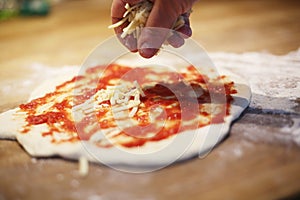 Making a homemade pizza