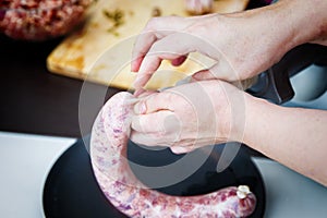 Making homemade sausage