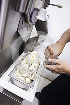 Making italian gelatto in kitchen