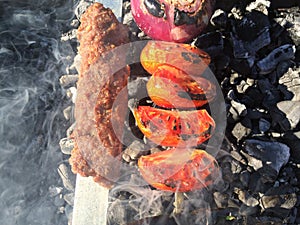 Making kebabs photo