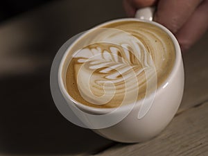 Making latte Art on a Cappucinno