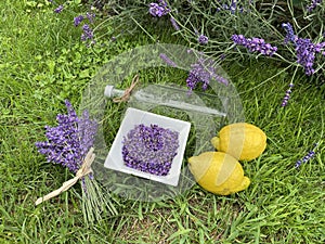 Making a lavender syrup abstract concept