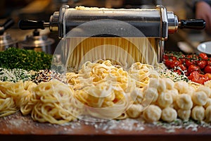 Making linguine in pasta machine