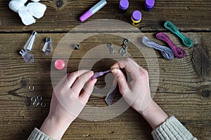 Making magic crystal of wishes from cotton wool, dyes and glitter. Children`s DIY project. Handmade gift for Birthday, Mother`s