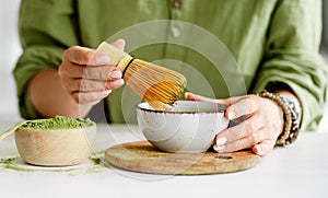 Making Matcha Tea Process